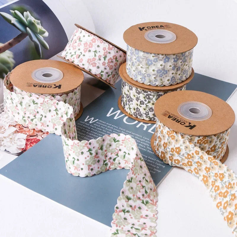 Velvet Ribbon Roll - 25/38mm 5yards Wavy Edge Floral Printed