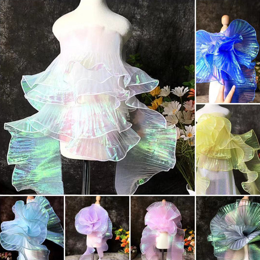 Beaded Trim Fringe - 2 Yards Mermaid Pleated Flower Lace