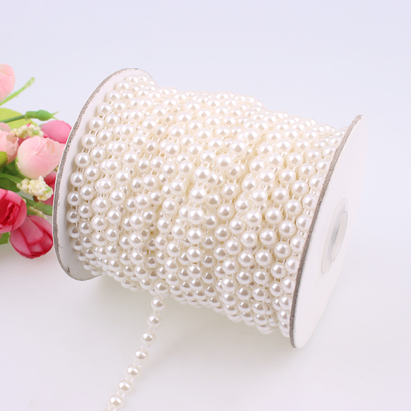 Pearl Trim Chain - 8mm 20meters Ivory Round Pearl Beads