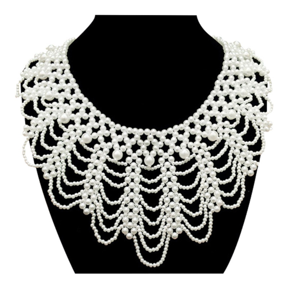 Pearl Trim Chain - Bohemian Style Multi-layered Pearl Necklace Beaded