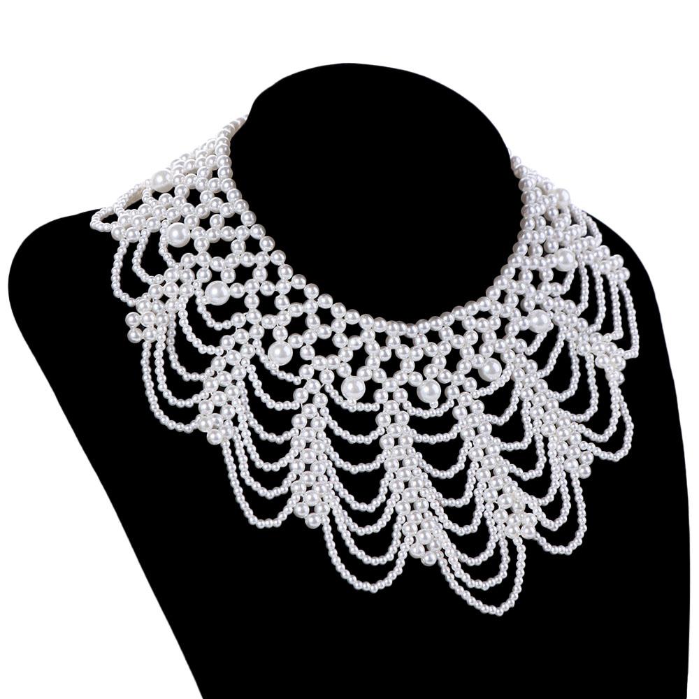 Pearl Trim Chain - Bohemian Style Multi-layered Pearl Necklace Woven