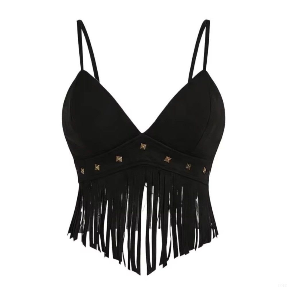 Tassel Fringe Trim - Vintage Faux Suede Women Crop Top