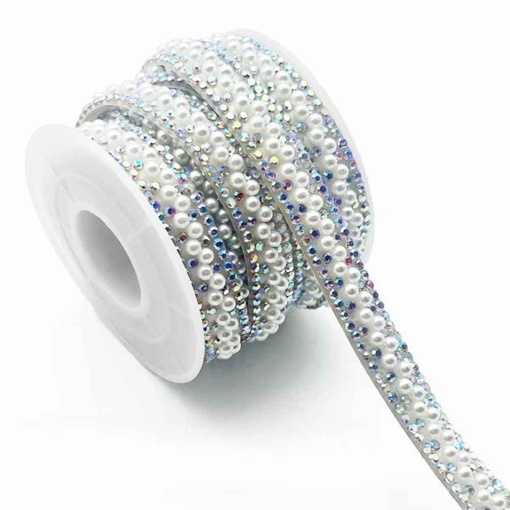 Pearl Trim Chain - 3 Yards Colorful Self Adhesive Crystal