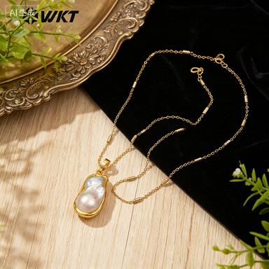 Pearl Trim Chain - WT-JN063 Natural Freshwater Pearl Necklace With