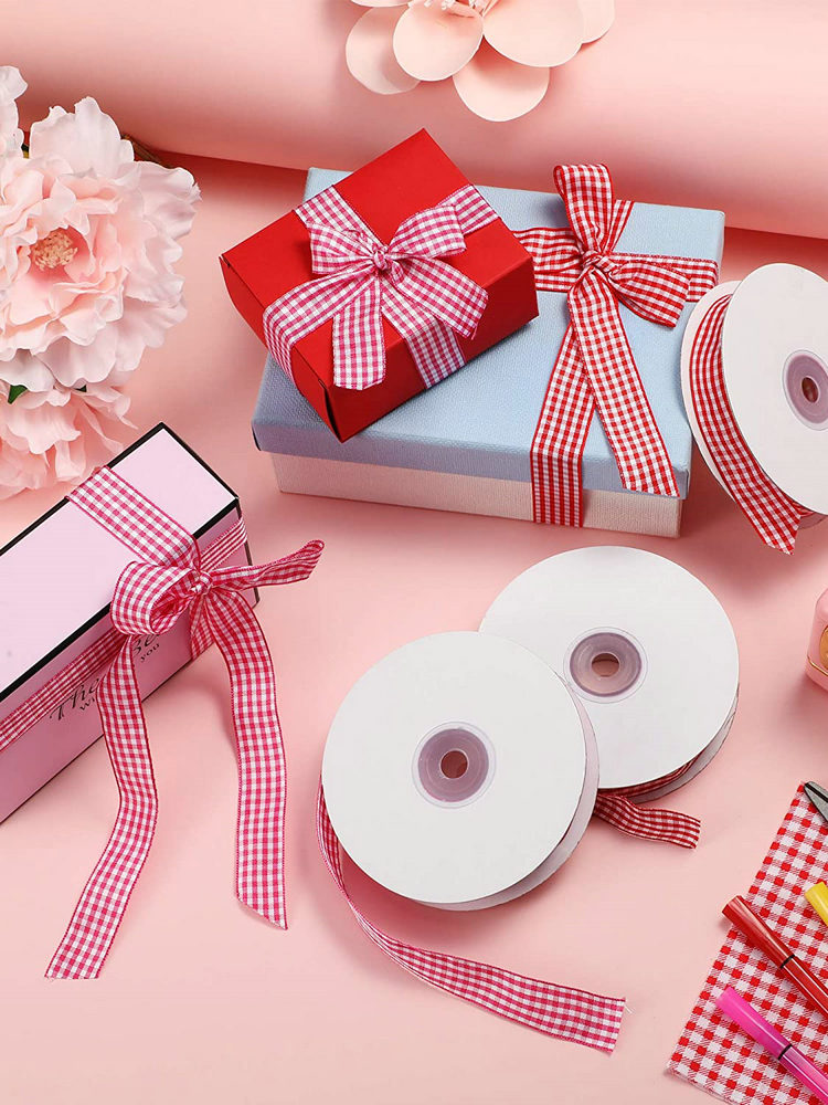 5 Yards Gingham Ribbons for We - Velvet Ribbon Roll ulasan dan harga