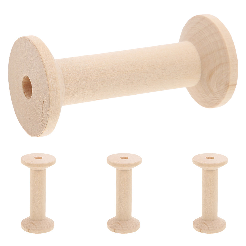 4Pcs Wooden Thread Spools Set  - Embroidery Craft ulasan dan harga