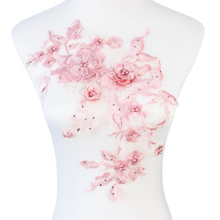 Colorful Flower Fabric Beaded  - Applique Patch Flower ulasan dan harga