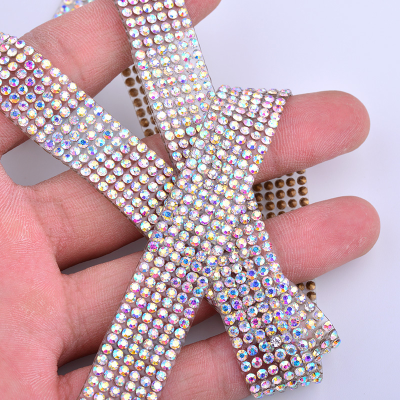 JUNAO 5Yard Crystal AB Rhinest - Crystal Mesh Fabric ulasan dan harga