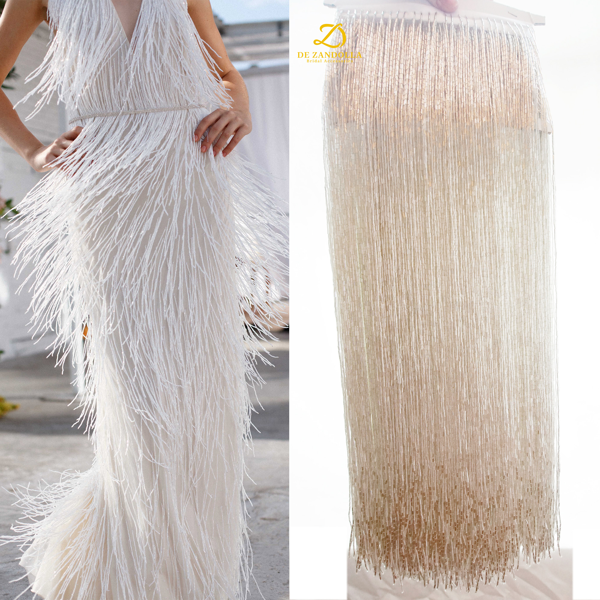 50cm length Silver Green Luxur - Fringe Ribbon Sewing ulasan dan harga