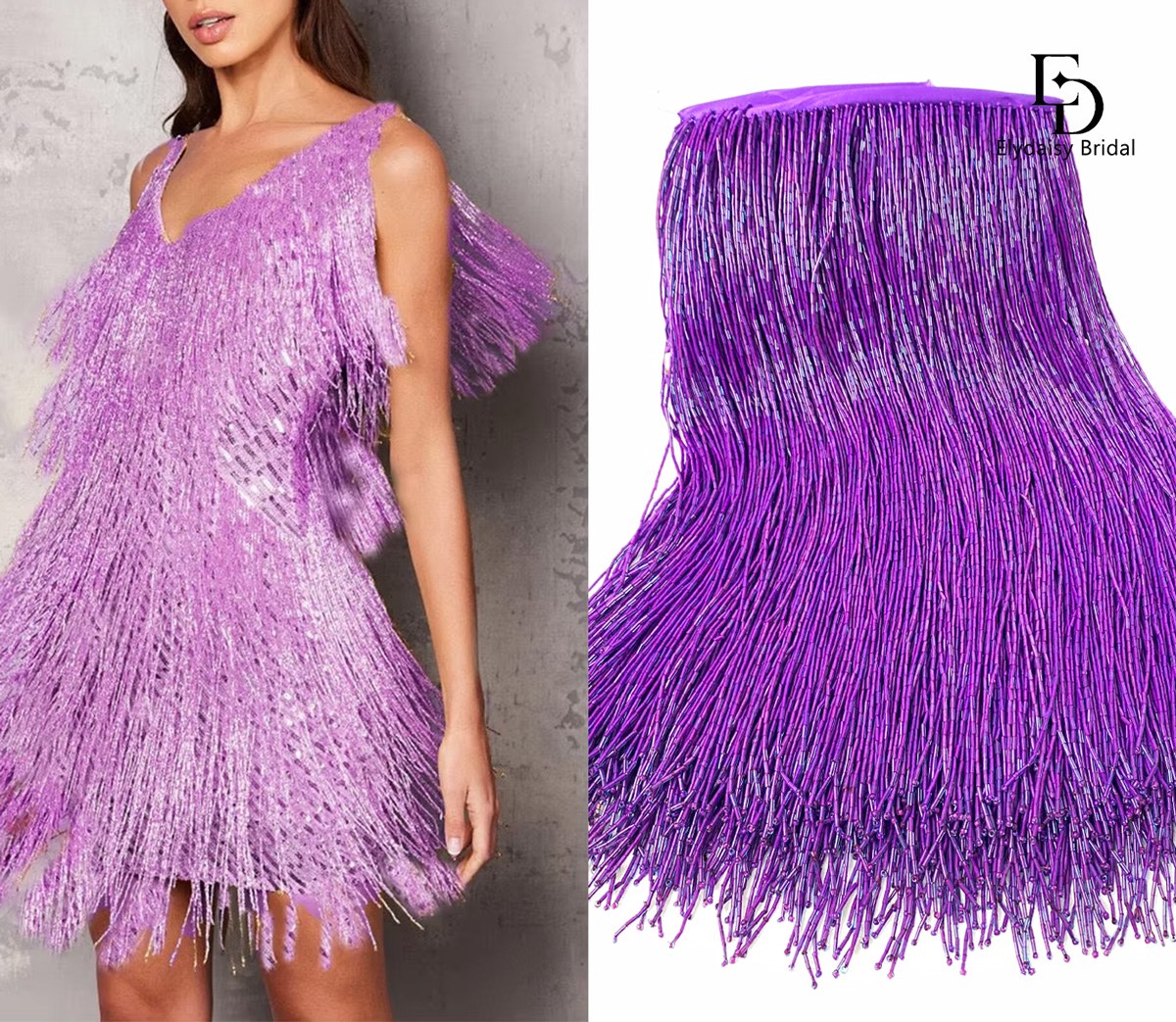 30CM Long Purple Green Black B - Fringe Ribbon Sewing ulasan dan harga