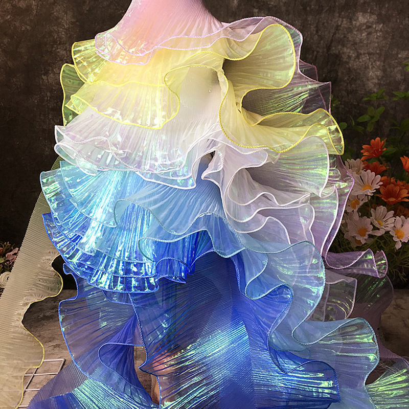 2 Yards Mermaid Pleated Flower - Beaded Trim Fringe ulasan dan harga