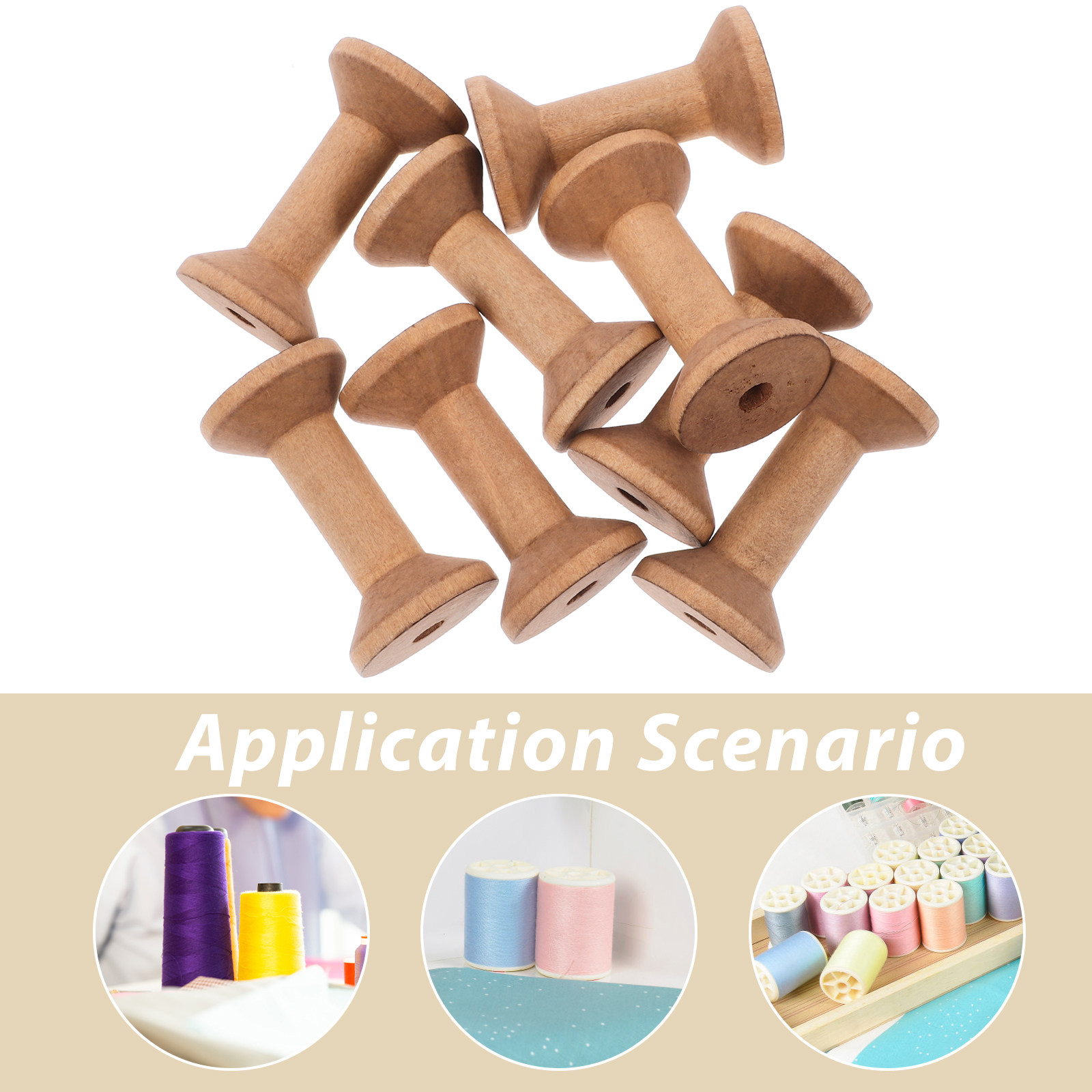 8Pcs Wooden Spools 70x40mm Pun - Embroidery Craft ulasan dan harga