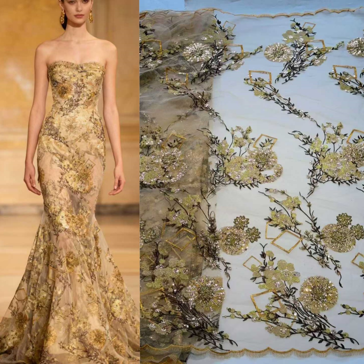 High Couture Crystal Irregular - Crystal Mesh Fabric ulasan dan harga