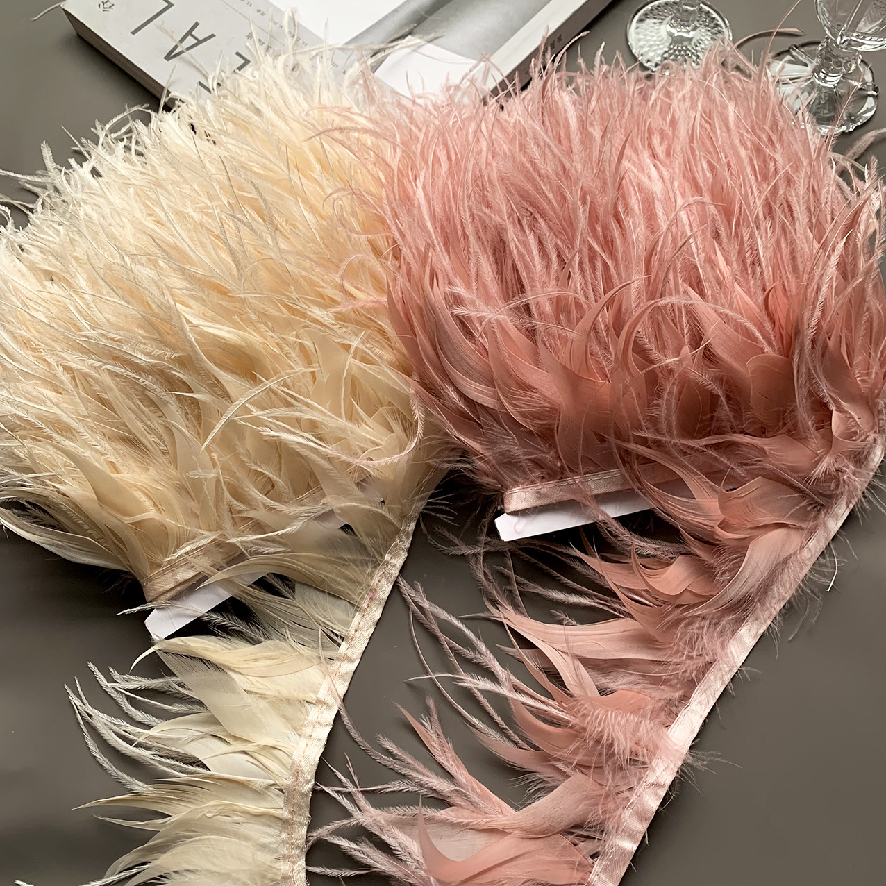 10M Colorful Ostrich Feather T - Fringe Ribbon Sewing ulasan dan harga