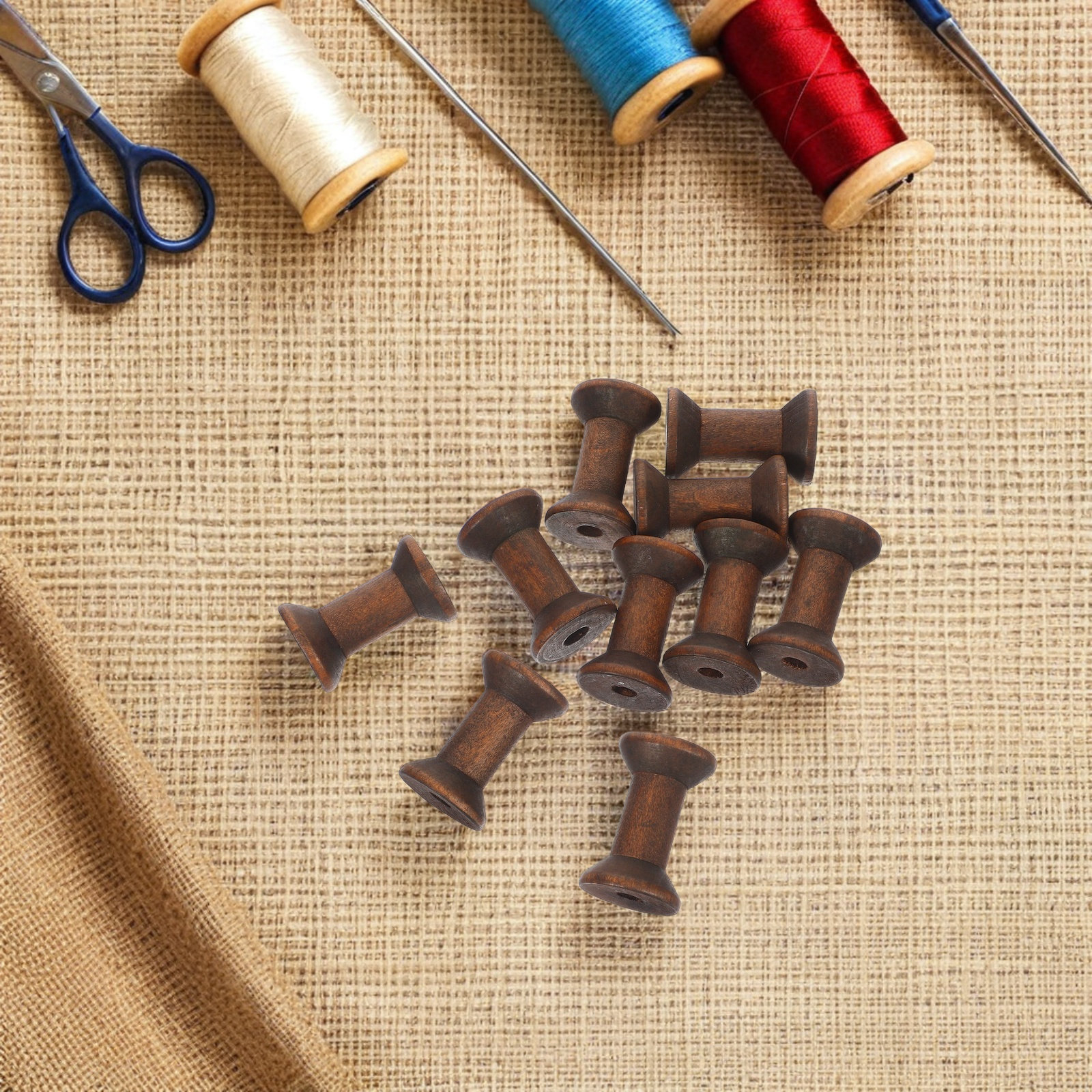 10Pcs Vintage Wooden Spools Na - Organza Ribbon Spool ulasan dan harga