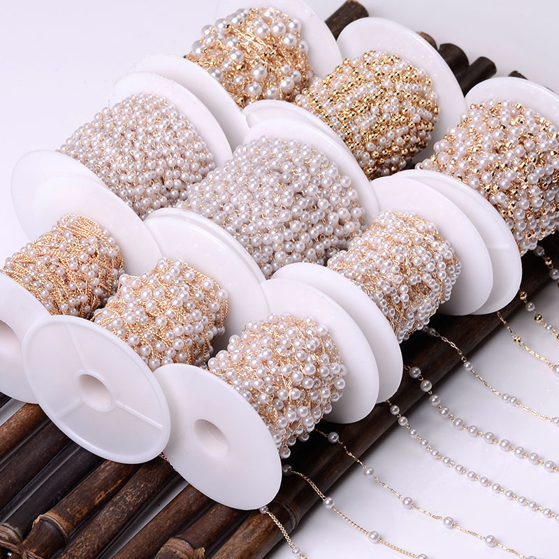 Imitation Pearl Chains Beads 4 - Pearl Trim Chain ulasan dan harga