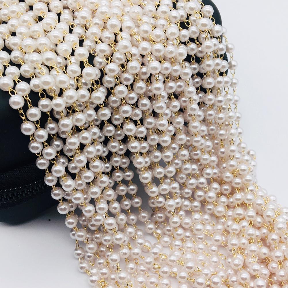 Imitation Pearl Chains Beads 4 - Pearl Trim Chain ulasan dan harga