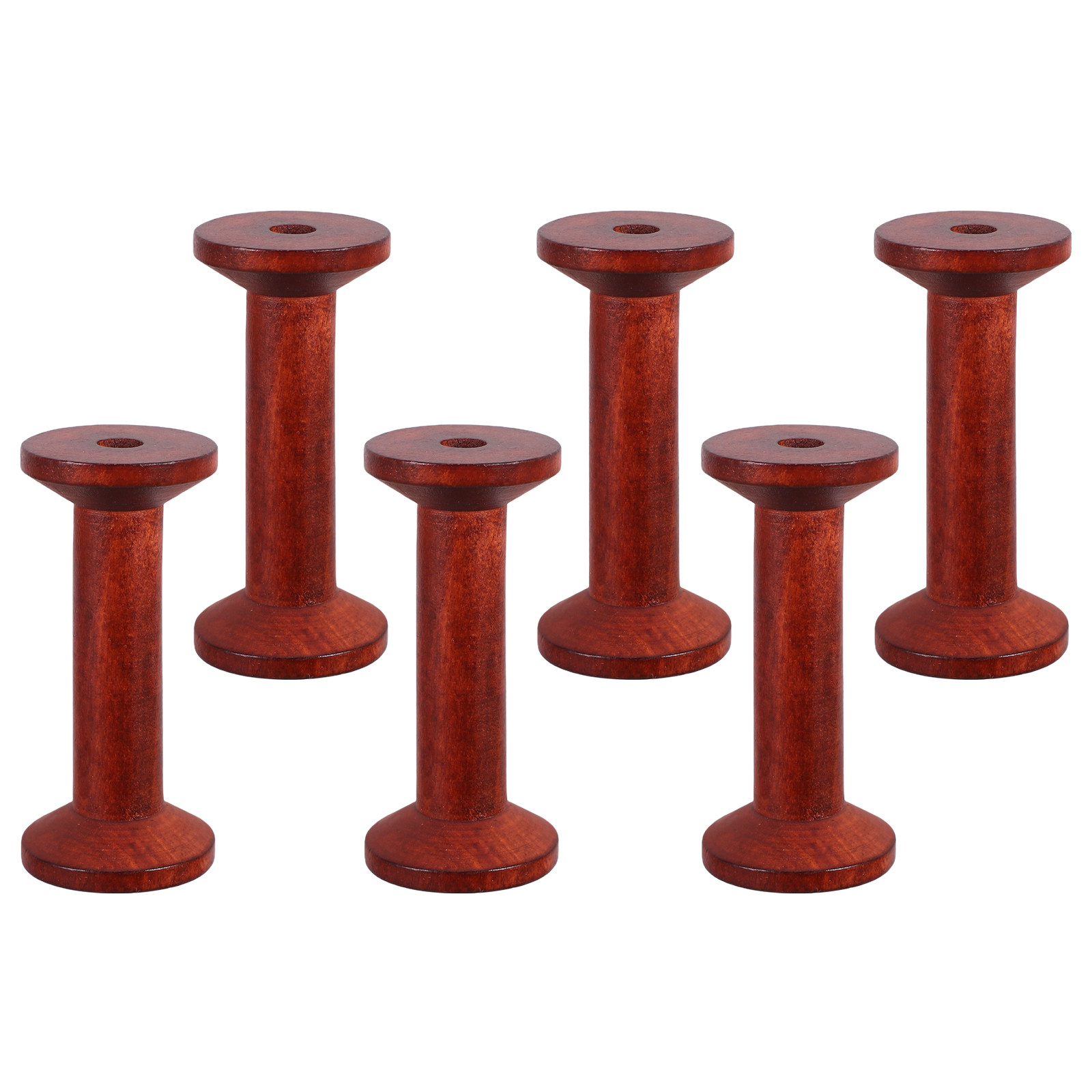 6Pcs Smooth Wood Thread Spools - Embroidery Craft ulasan dan harga