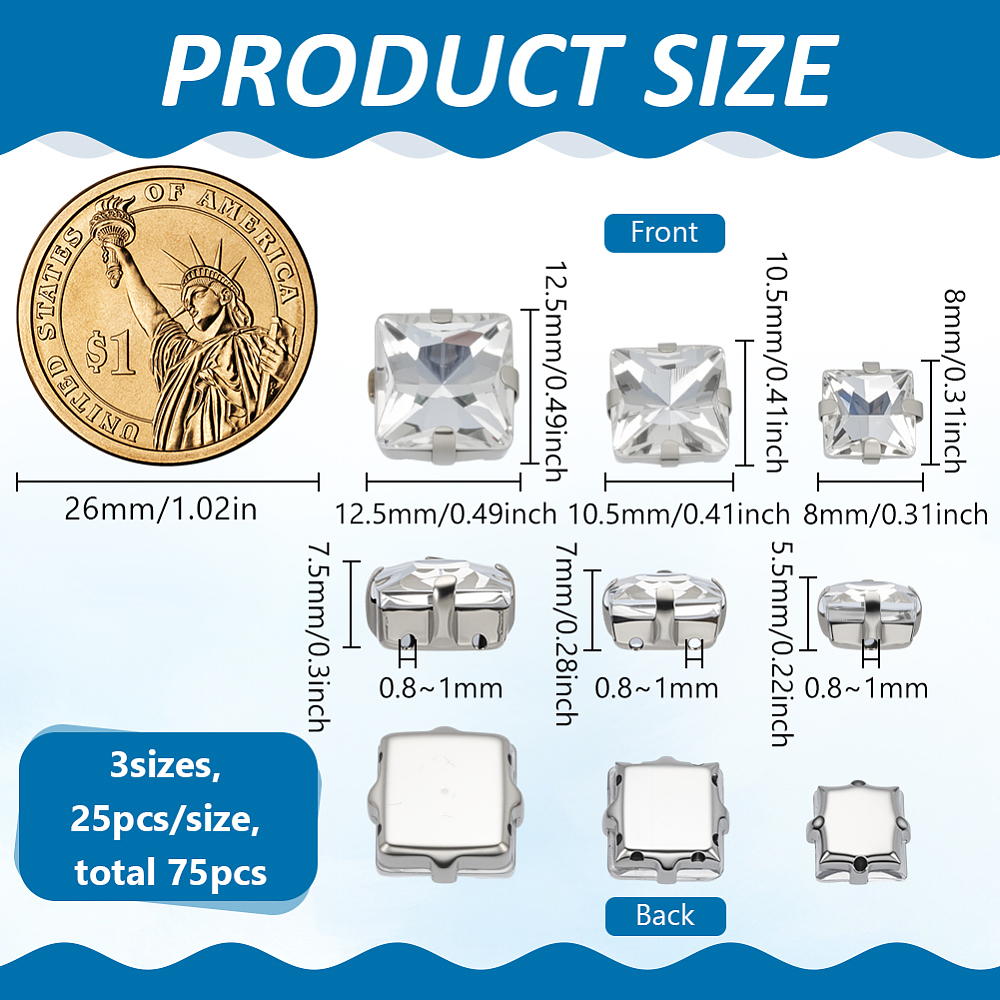 75Pcs Sew on Rhinestone Multi- - Sew On Rhinestone ulasan dan harga