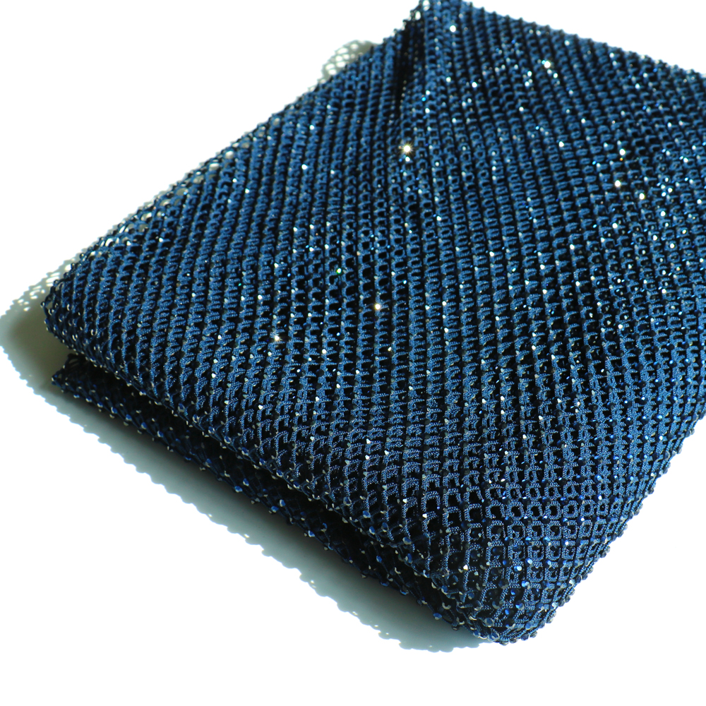 SS10 Rhinestones Mesh Navy Col - Crystal Mesh Fabric ulasan dan harga