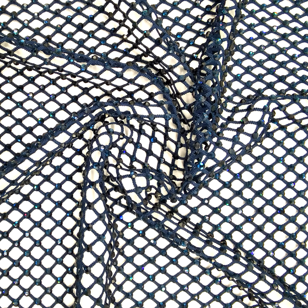 SS10 Rhinestones Mesh Navy Col - Crystal Mesh Fabric ulasan dan harga