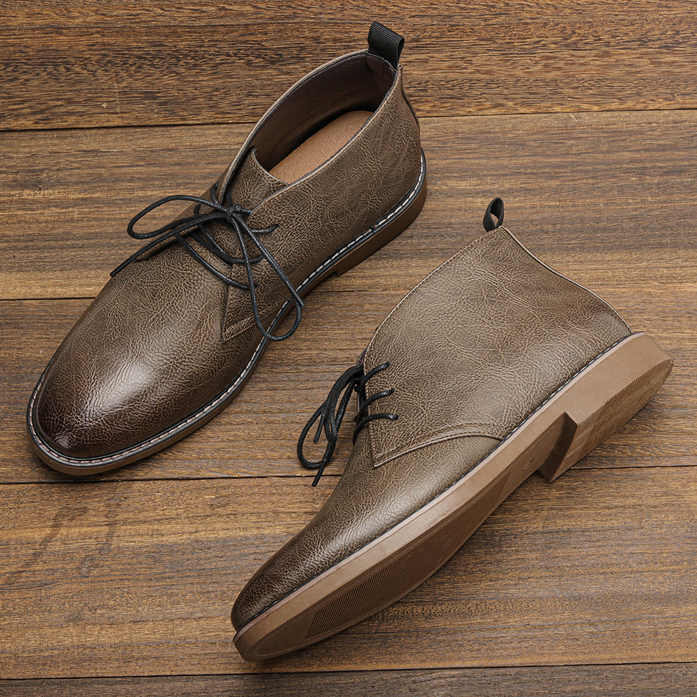 New Retro Style Men Boots leat - Guipure Lace Panel ulasan dan harga