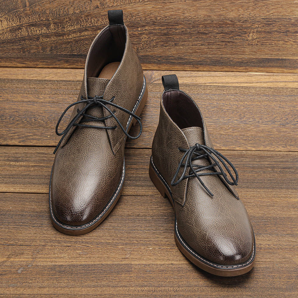 New Retro Style Men Boots leat - Guipure Lace Panel ulasan dan harga