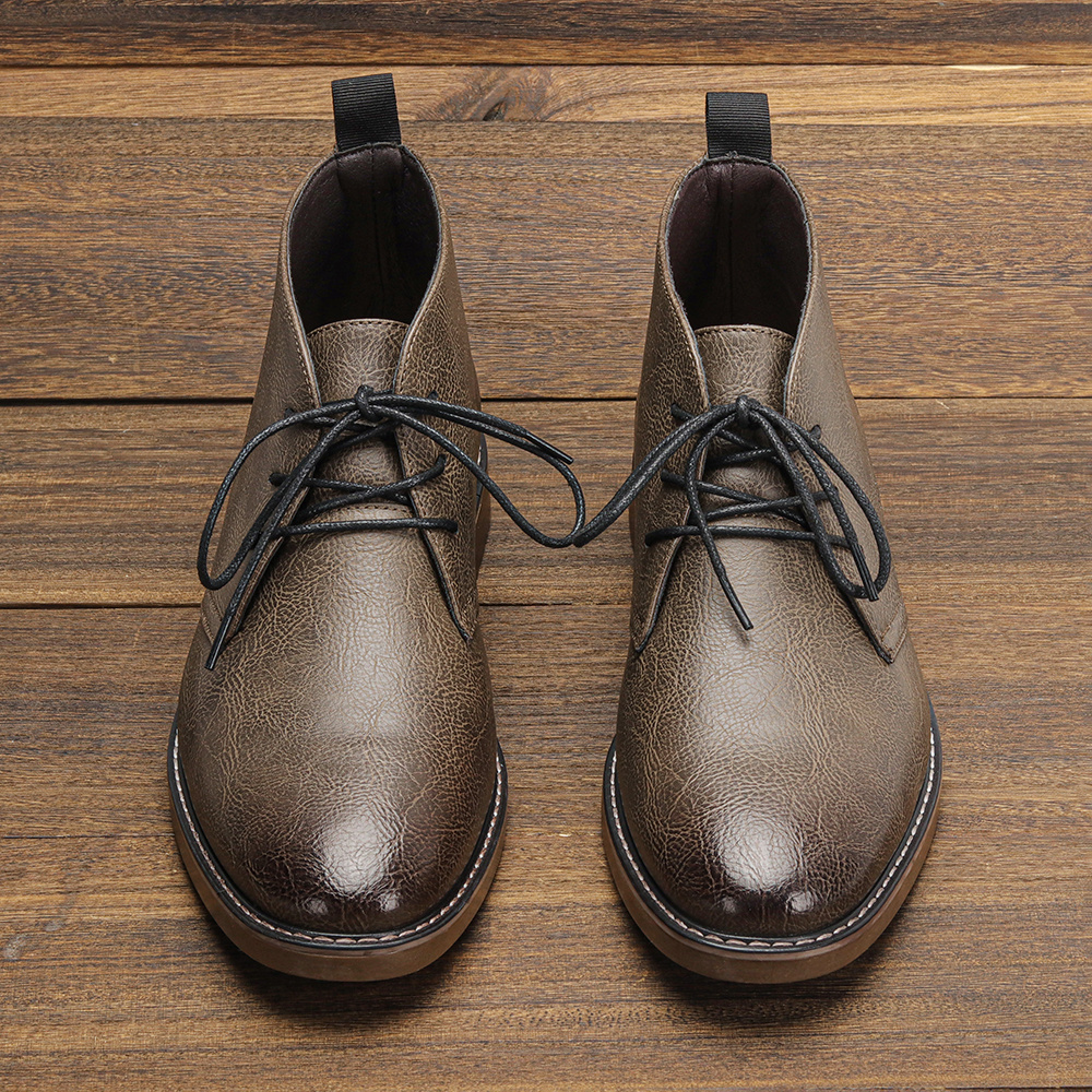 New Retro Style Men Boots leat - Guipure Lace Panel ulasan dan harga