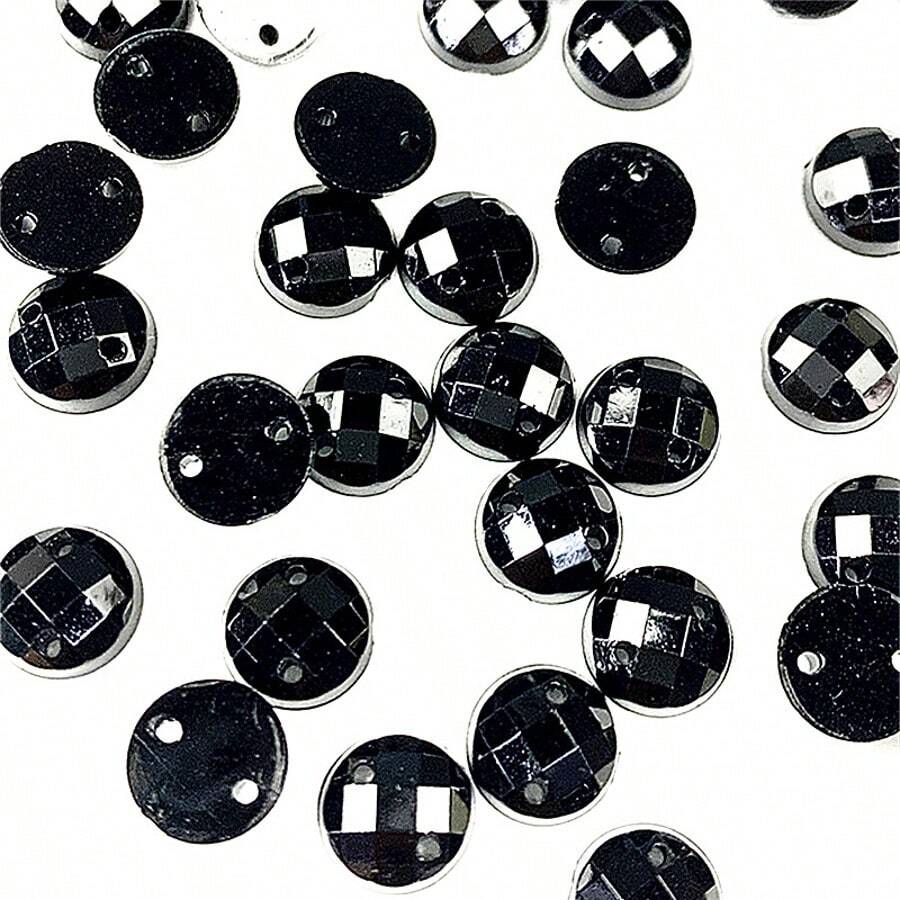 100pcs Mixed Size Black Acryli - Sew On Rhinestone ulasan dan harga