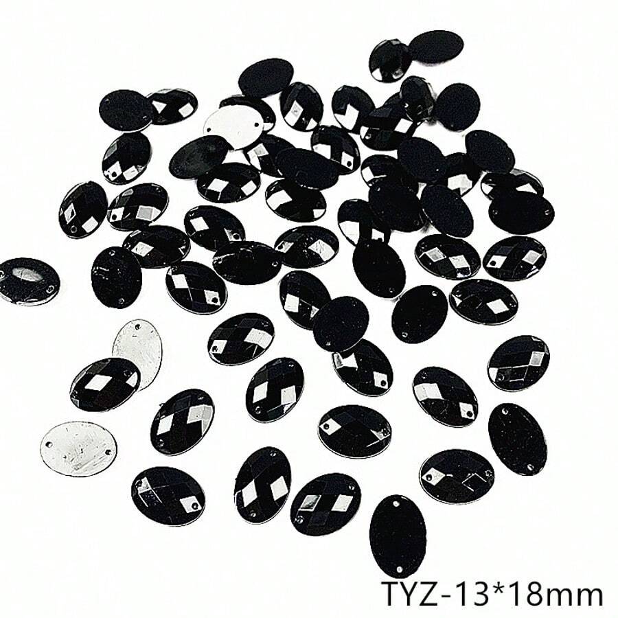 100pcs Mixed Size Black Acryli - Sew On Rhinestone ulasan dan harga