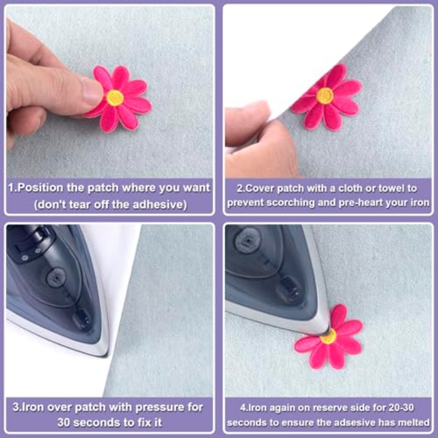 14 Pcs Flower Iron on Patches, - Applique Patch Flower ulasan dan harga