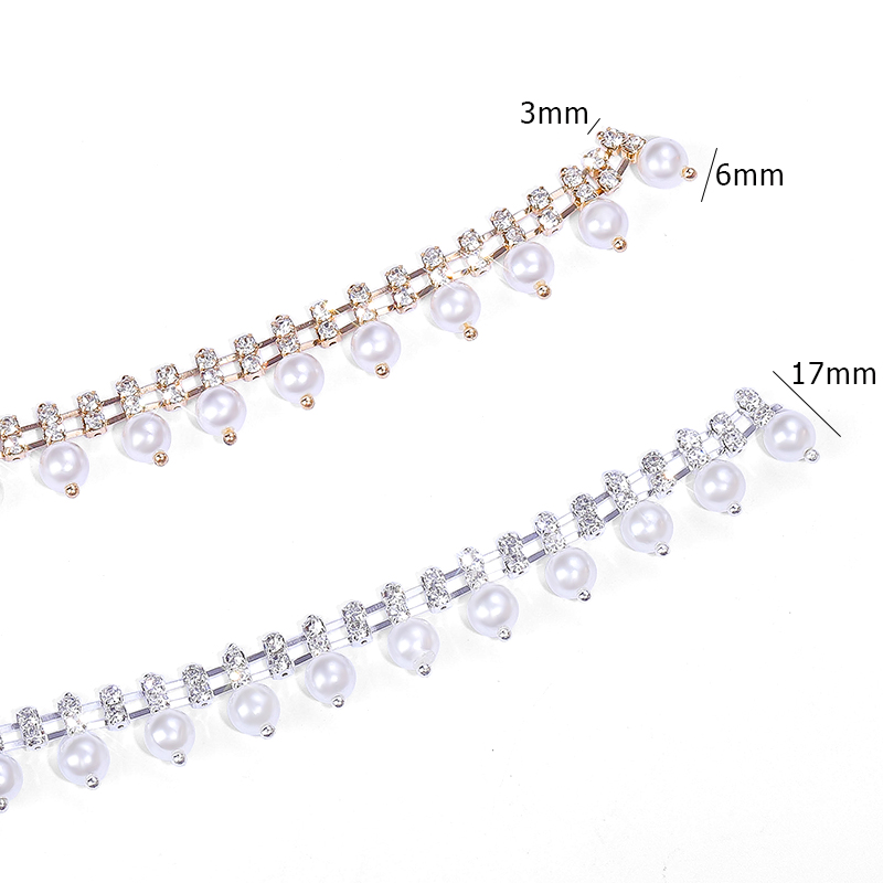 DUCrystal 1yard/pack Rhineston - Pearl Trim Chain ulasan dan harga