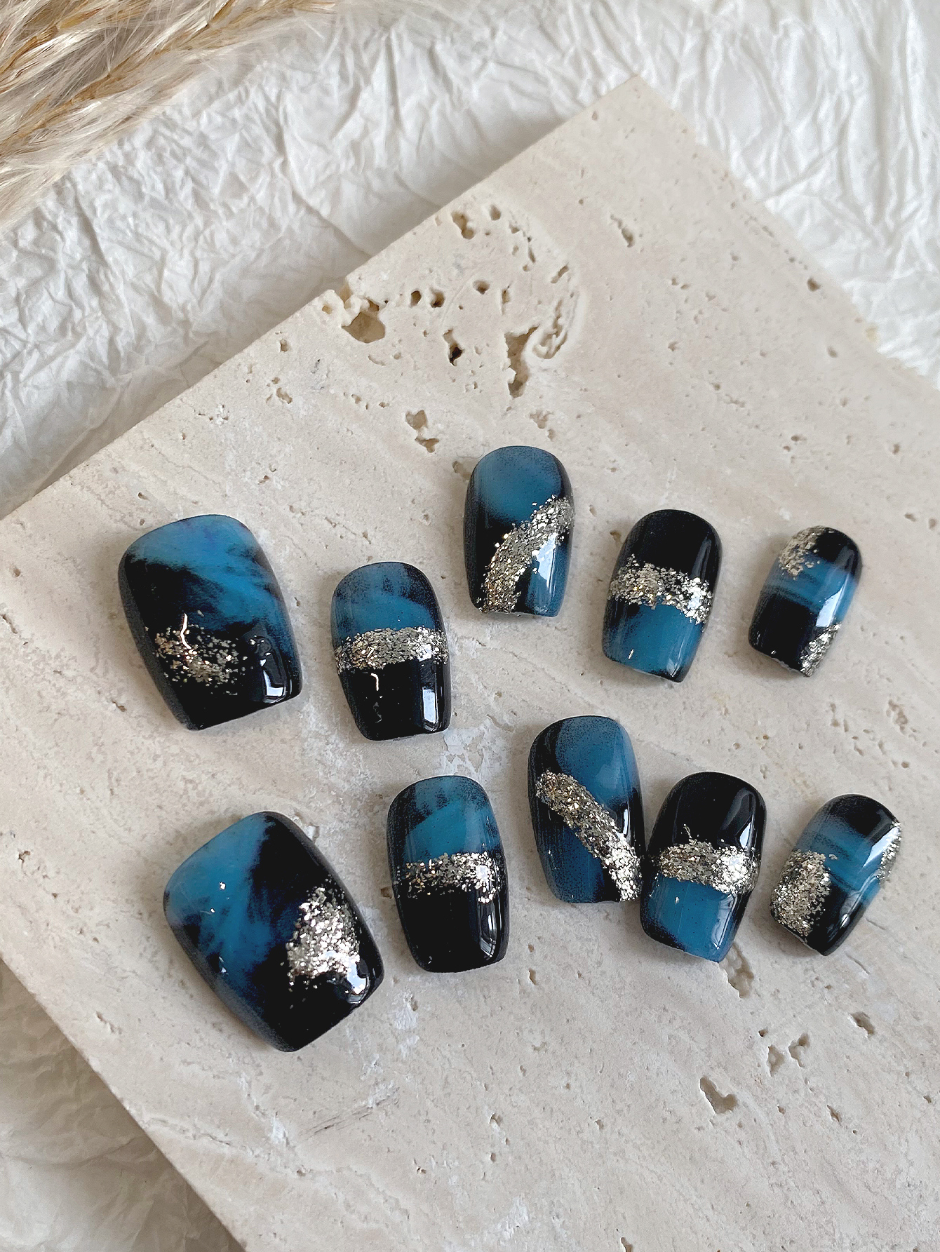 10-Pack Blue-Black Shimmer Gra - Glitter Vinyl Roll ulasan dan harga