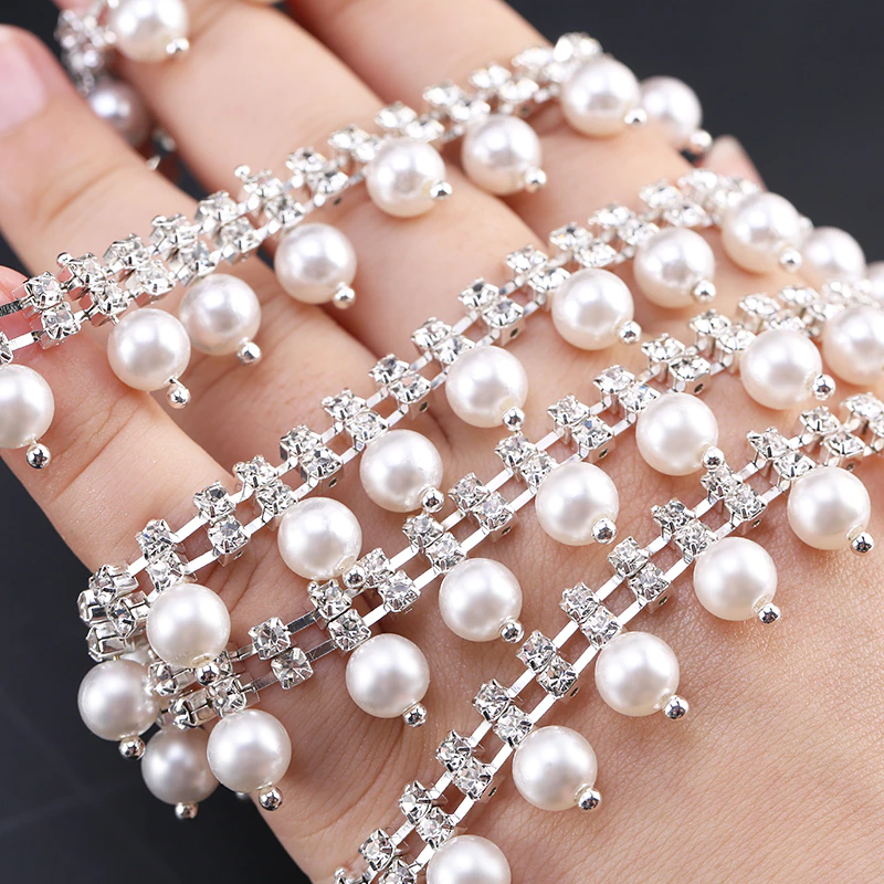 1 yard Pearl Tassel Rhinestone - Pearl Trim Chain ulasan dan harga