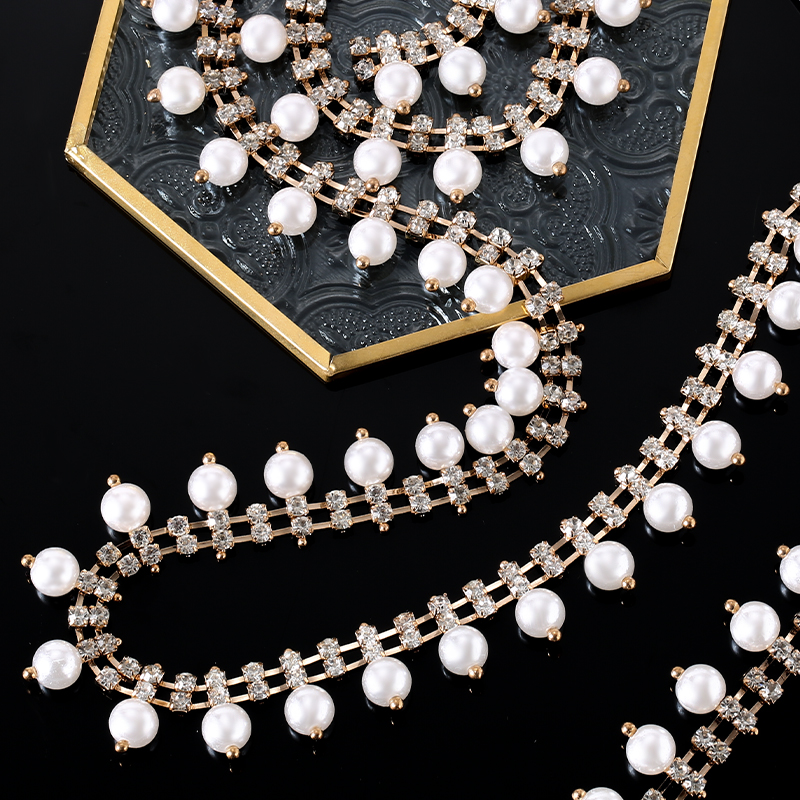 1 yard Pearl Tassel Rhinestone - Pearl Trim Chain ulasan dan harga