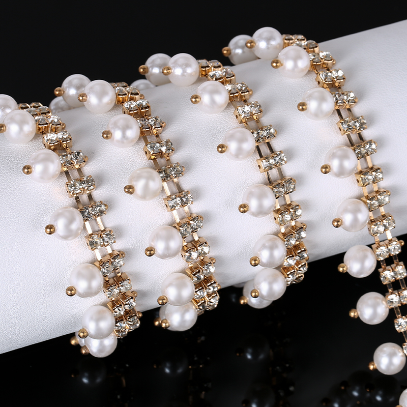 1 yard Pearl Tassel Rhinestone - Pearl Trim Chain ulasan dan harga