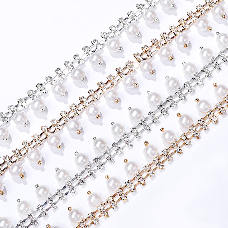 1 yard Pearl Tassel Rhinestone - Pearl Trim Chain ulasan dan harga