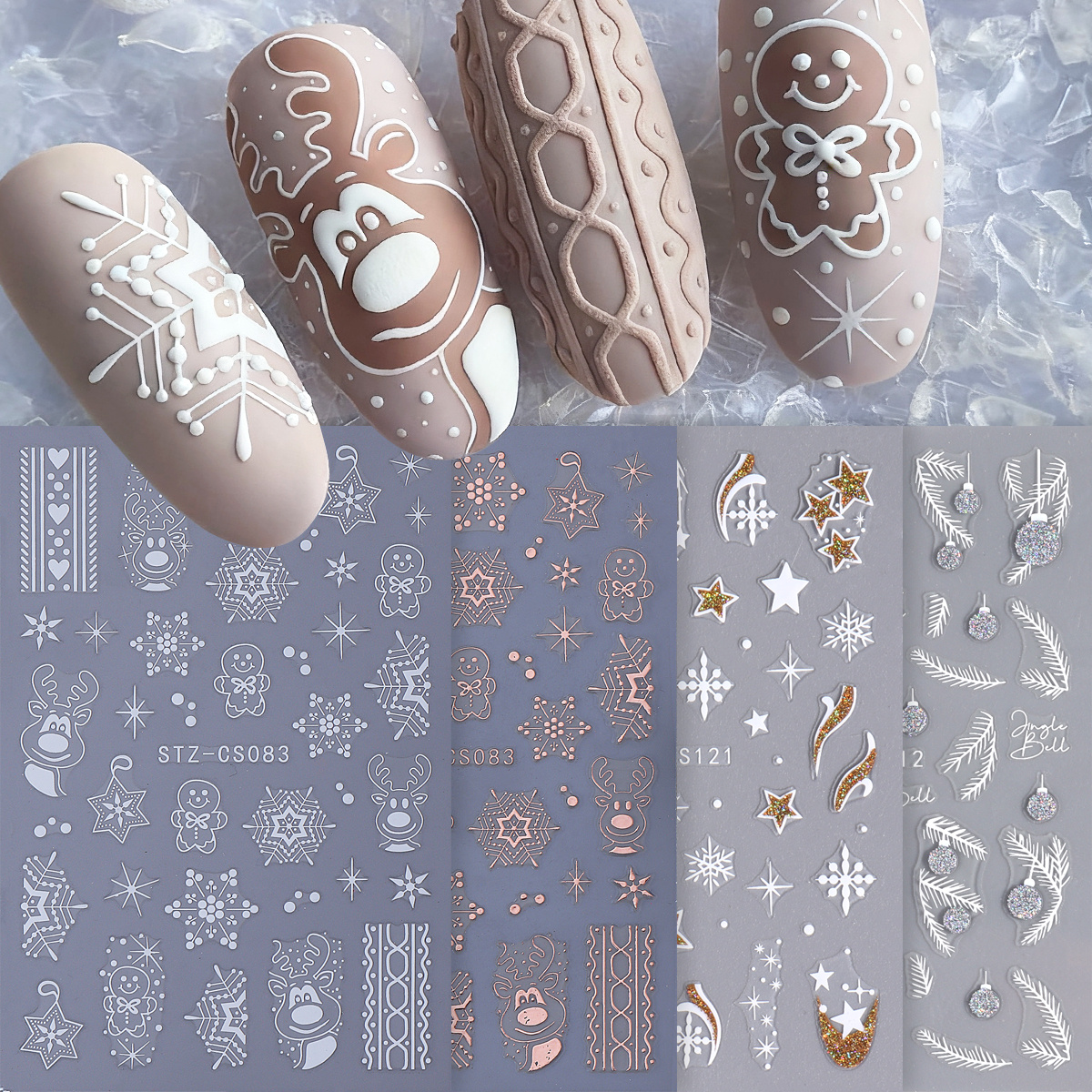 4pcs Winter Cartoon Christmas  - Glitter Vinyl Roll ulasan dan harga