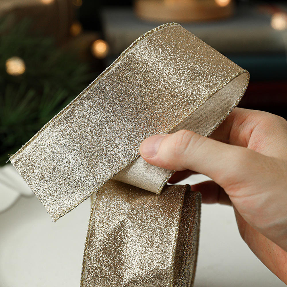 2m Christmas Ribbon Golden Sil - Velvet Ribbon Roll ulasan dan harga