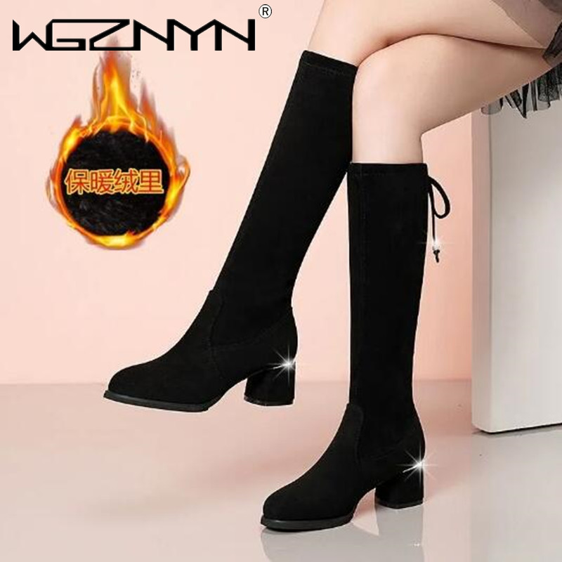 Women Autumn Winter Black Knee - Guipure Lace Panel ulasan dan harga