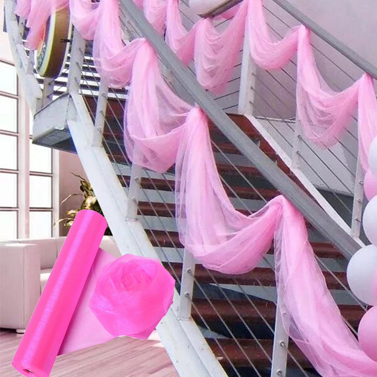 Crystal Organza Fabric Tulle - - Organza Ribbon Spool ulasan dan harga