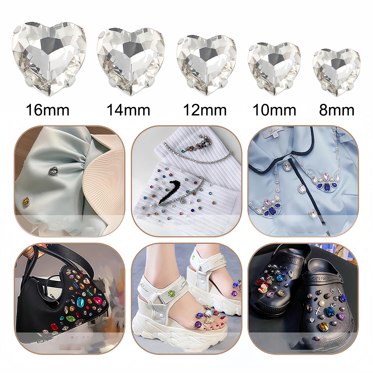 Heart Shape Glass Rhinestones  - Sew On Rhinestone ulasan dan harga