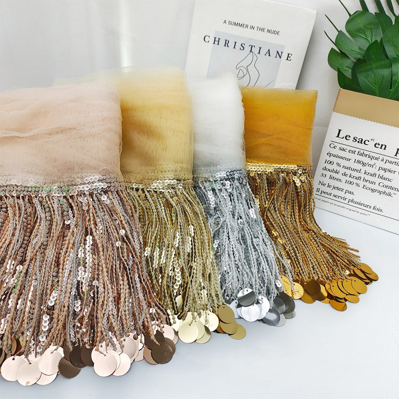 10 Yards Sequins Tassel Lace T - Tassel Fringe Trim ulasan dan harga