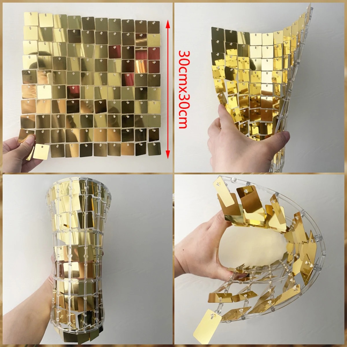 6pcs Shimmer Wall Backdrop Squ - Sequin Fabric Panel ulasan dan harga