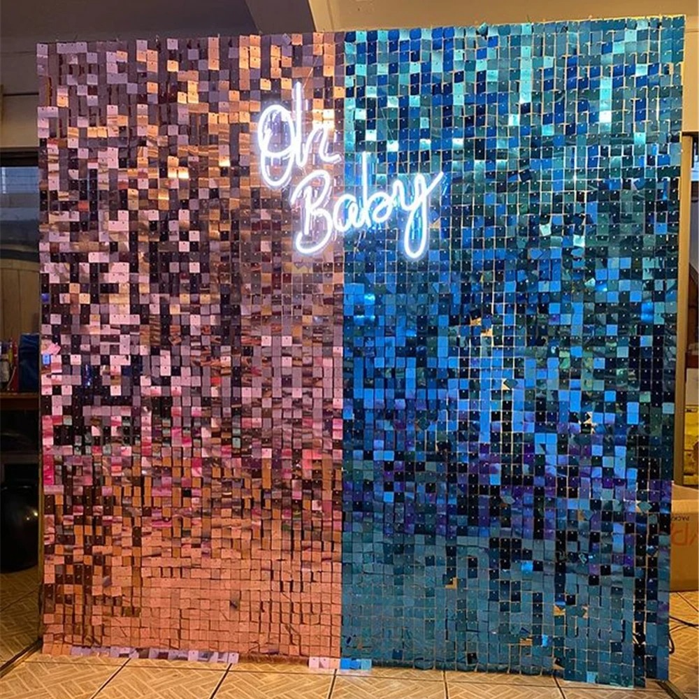 6pcs Shimmer Wall Backdrop Squ - Sequin Fabric Panel ulasan dan harga