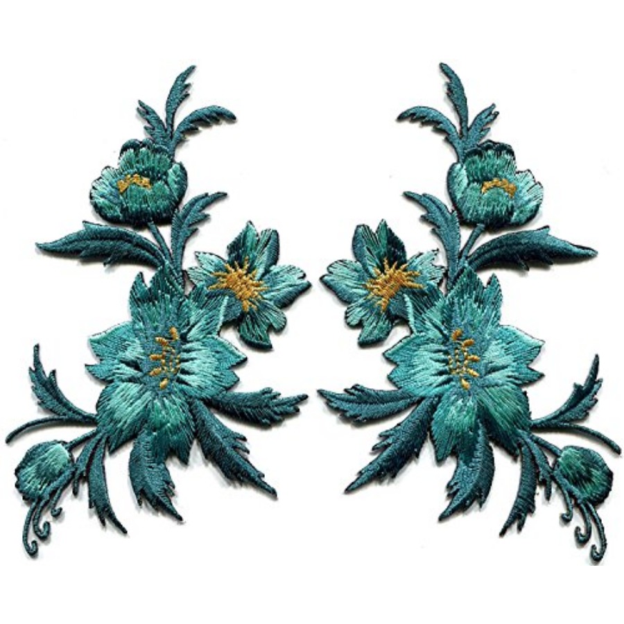 3 x 5.13 inches. Blue Green Te - Applique Patch Flower ulasan dan harga
