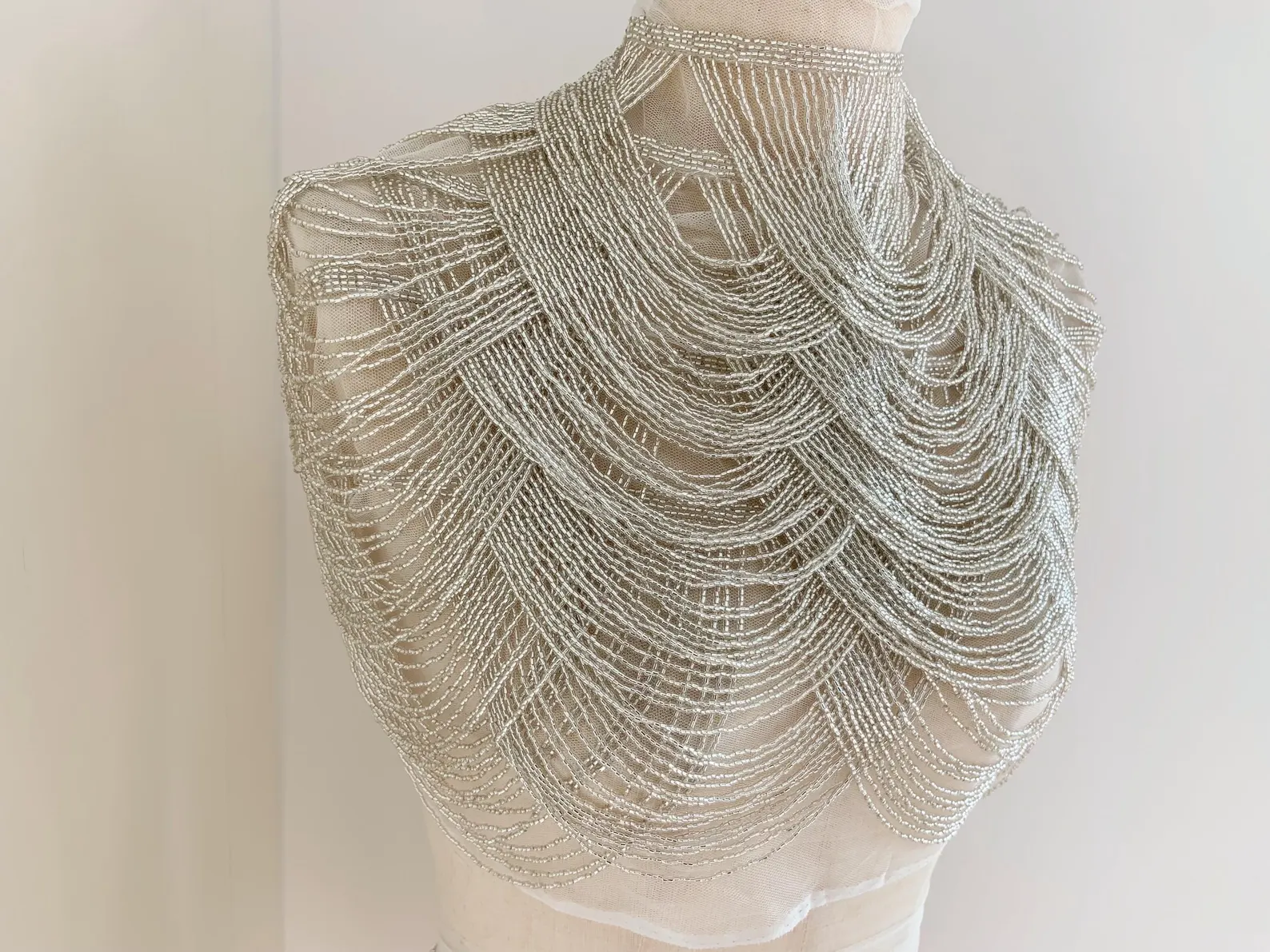 Light Blue Chains Cape Fabric, - Beaded Trim Fringe ulasan dan harga