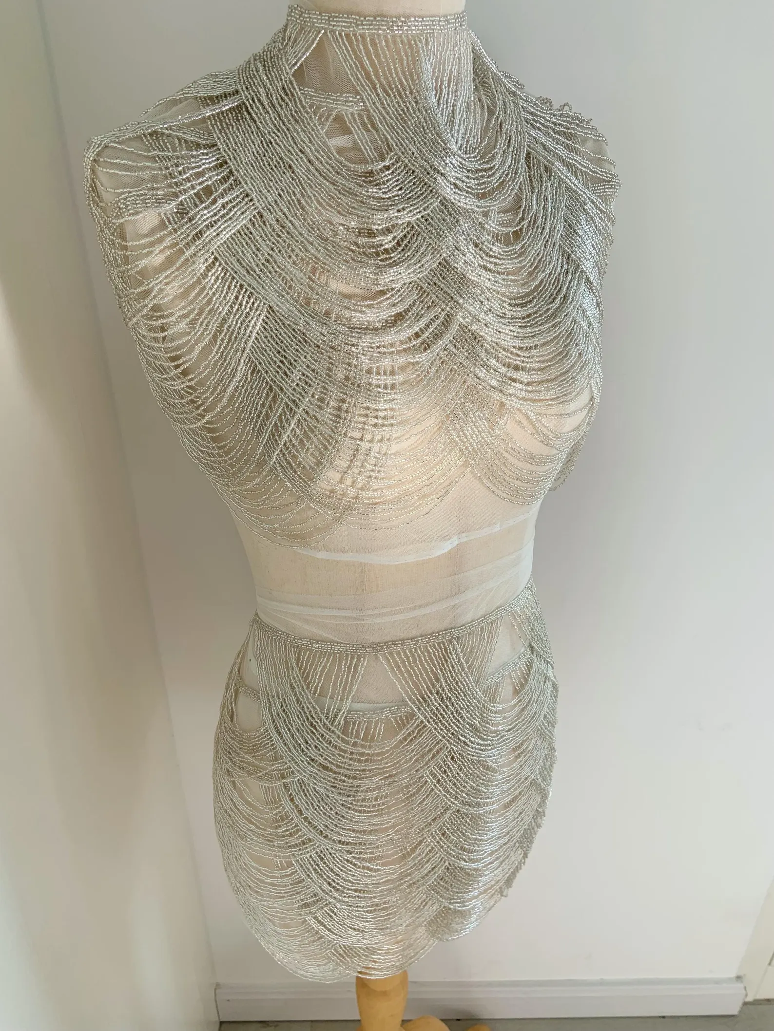 Light Blue Chains Cape Fabric, - Beaded Trim Fringe ulasan dan harga