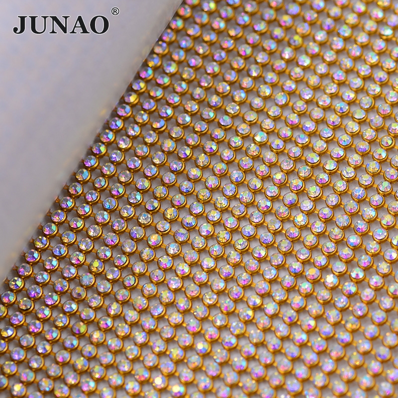 JUNAO 45*120cm Crystal AB Glas - Crystal Mesh Fabric ulasan dan harga