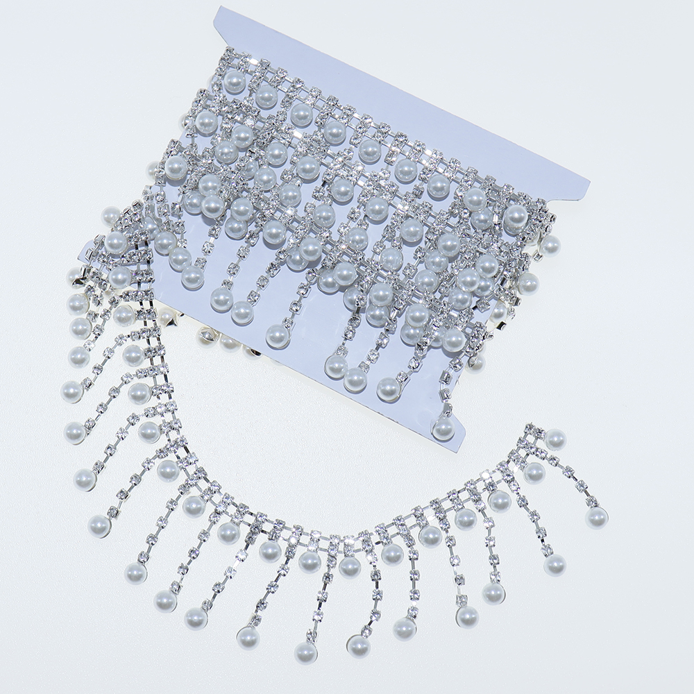 Crystal Rhinestone Pearl Trim  - Pearl Trim Chain ulasan dan harga